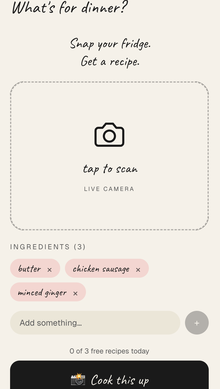 What's for Dinner app: snap your fridge and get a recipe
